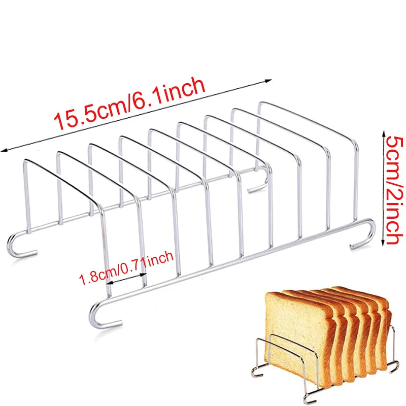 The OWOW Me Air Fryer oven Racks Accessories for COSORI, INSTANT VORTEX, and GOURMIA are metal racks with six 1.8 cm slots to hold bread slices upright. Size: 15.5 cm x 5 cm—ideal for stacking bread in your air fryer.